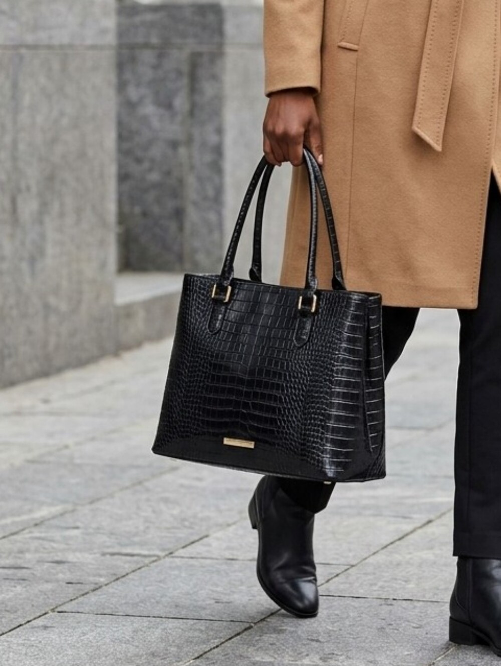 Aldo Crocodile-Embossed Shoulder Bag